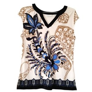 New York & Company Flowy Sleeveless Floral Paisley Top